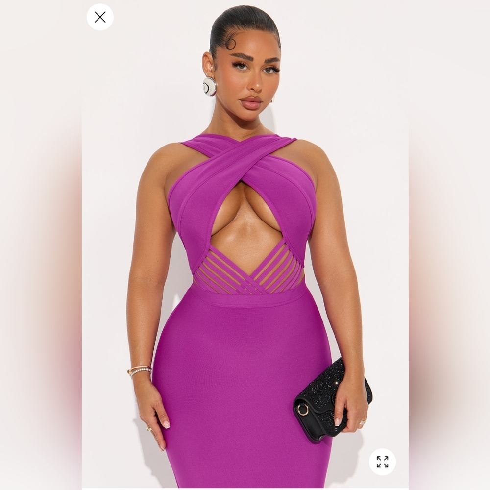 Elegant Purple Halter Dress